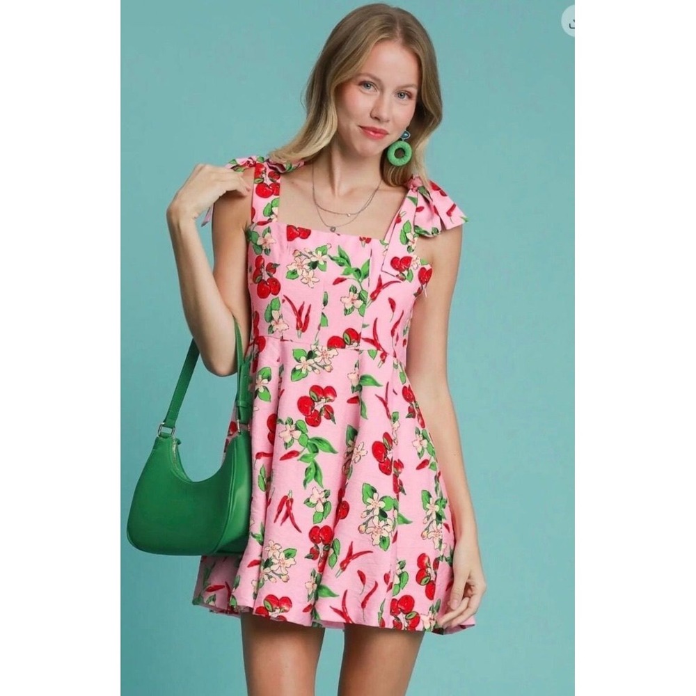 NWT Umgee Cherry Mixed Mini Dress, Size S